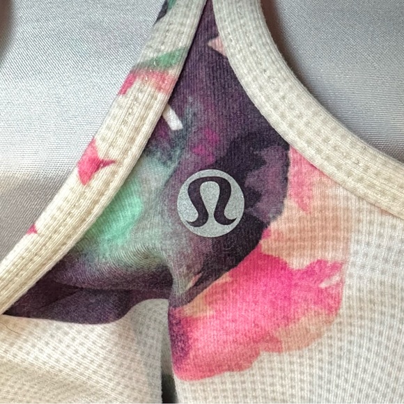Lululemon Womens Tank Top Power Y Built In Shelf Bra Racerback Blurred Blossom 4 - Picture 12 of 16